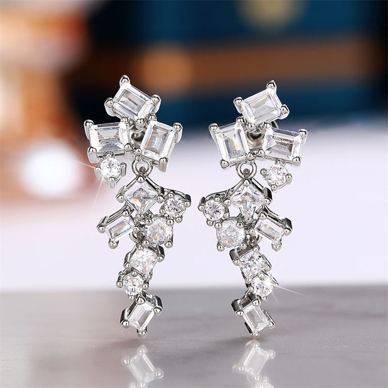 Japanese-Korean Fresh-style Ultra-shimmer Micro-paved Zircon Stud Earrings