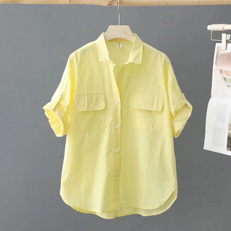 Korean-style Solid-color Age-reducing Blouse With Elegant Style