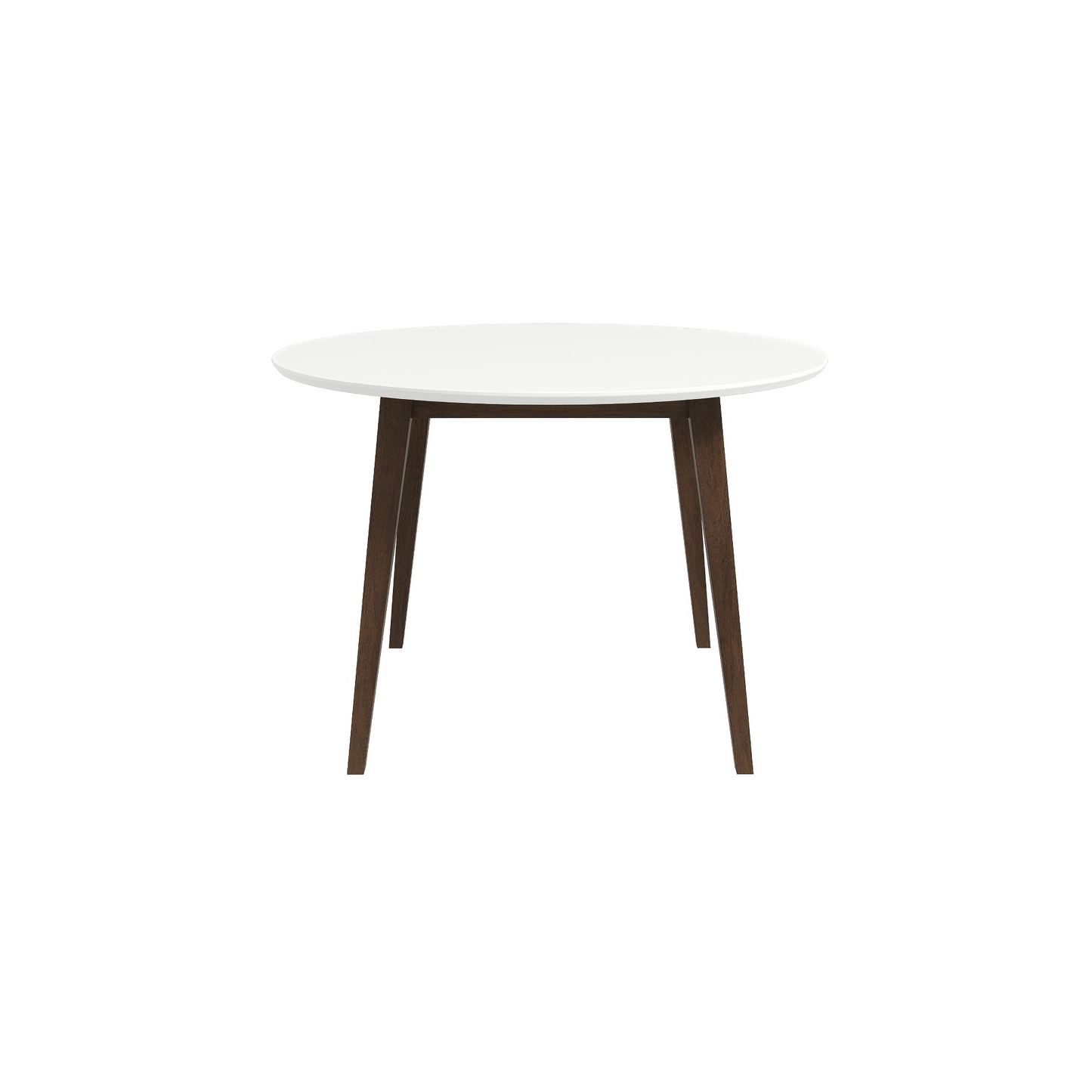 Paloma Mid-Century Modern Round Dining Table In White Solid Wood, 43.3 Inches For Kitchen, Dining Room, Dinette, Breakfast