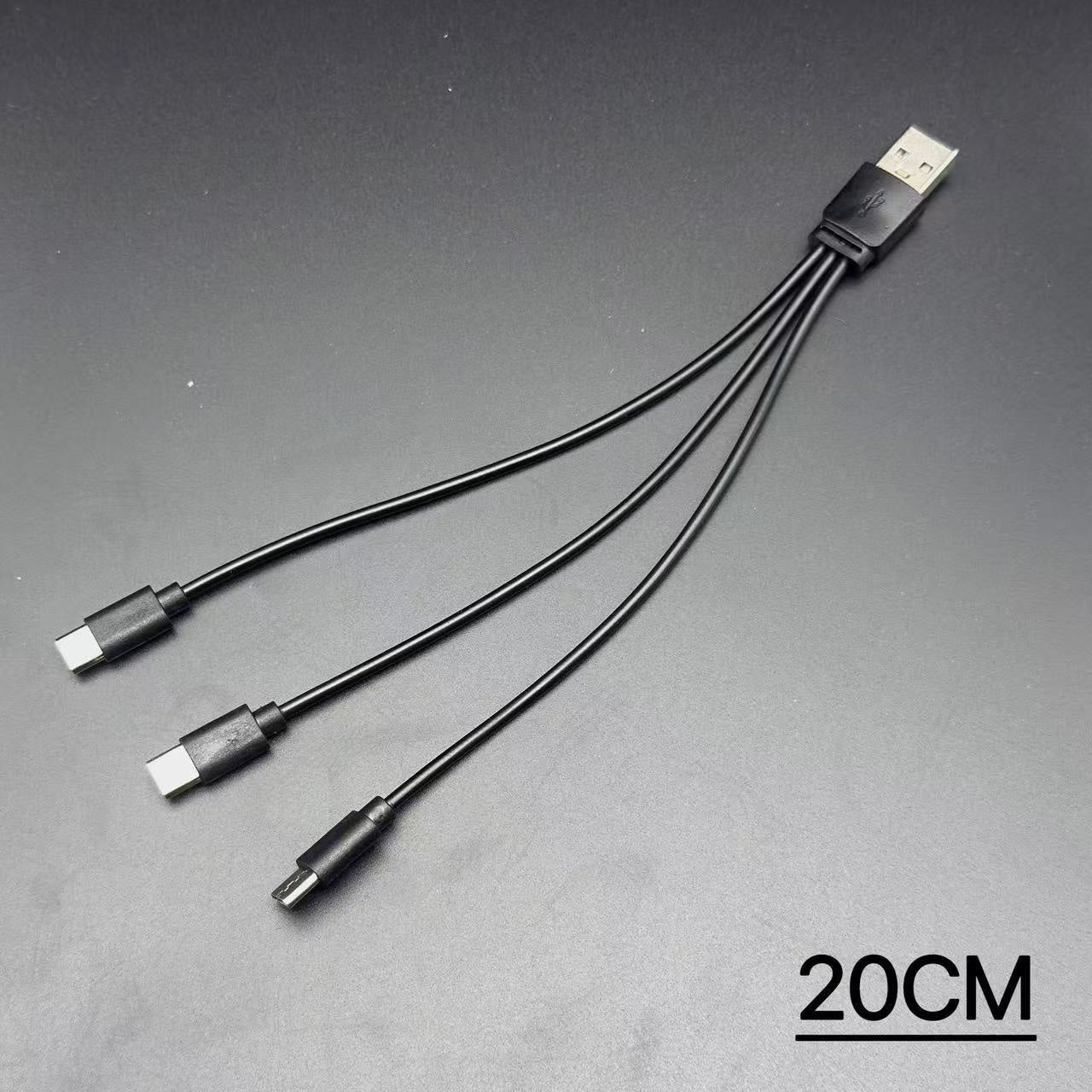 USB To Three Type-c Charging Cable Three-in-one Typec Data Line Pvc Battery Lithium Battery Usb Charging Cable