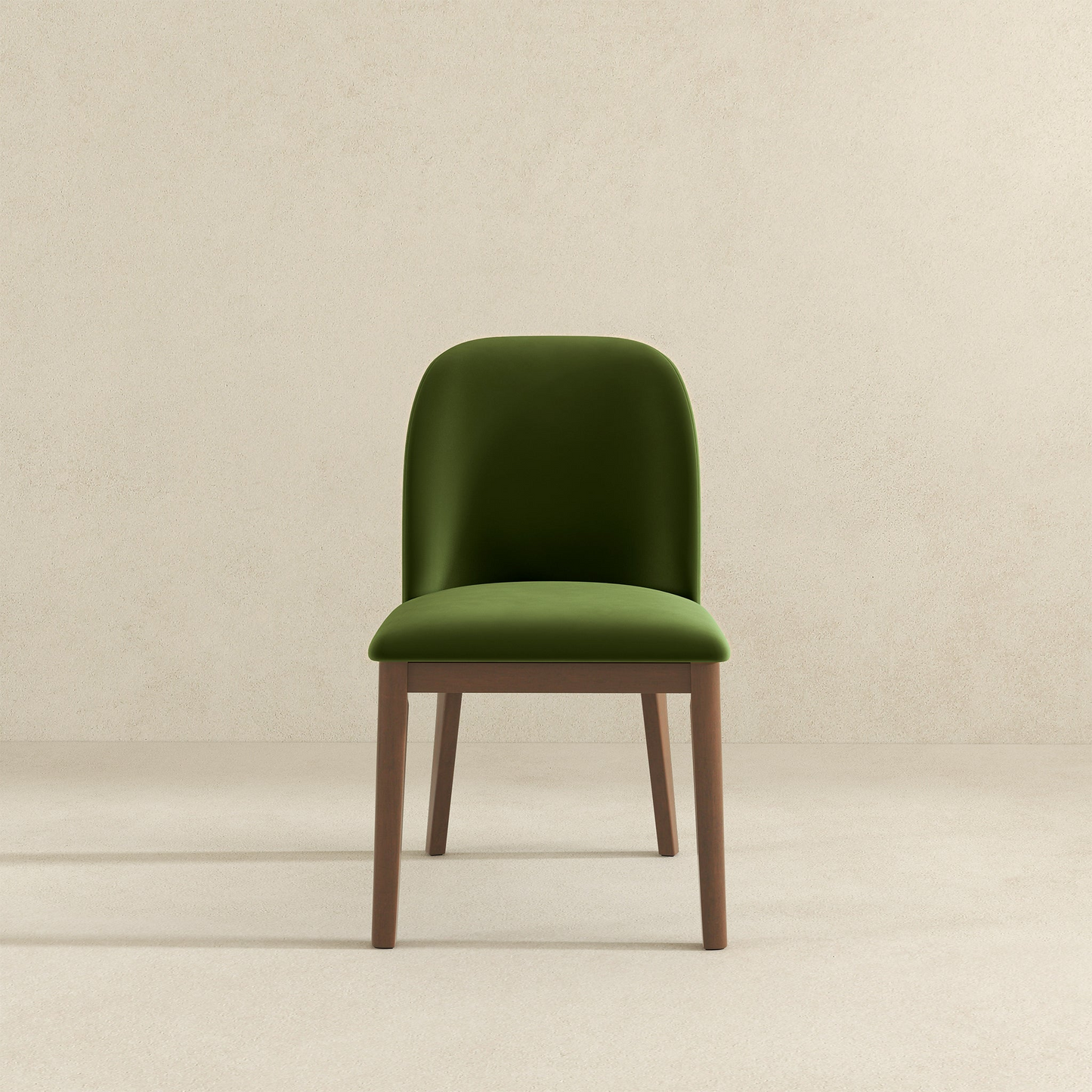 Kaitlyn Mid-Century Modern Green Velvet Dining Chair Set Of 2 With Solid Wood Legs, 34.3 H X 19.3 W X 23 D Velvet Fabric Upholstered Kitchen Side Chairs