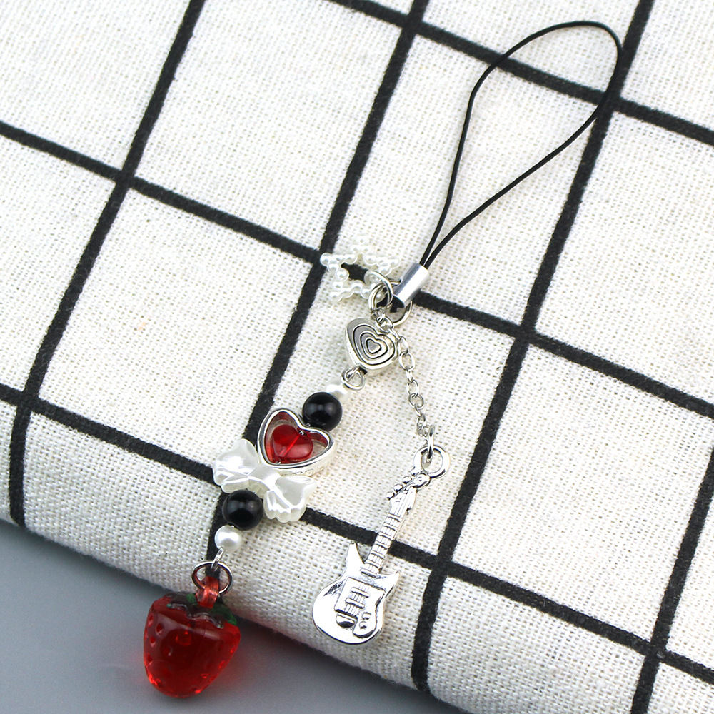 Small Cherry Strawberry Beaded Mobile Phone Pendant