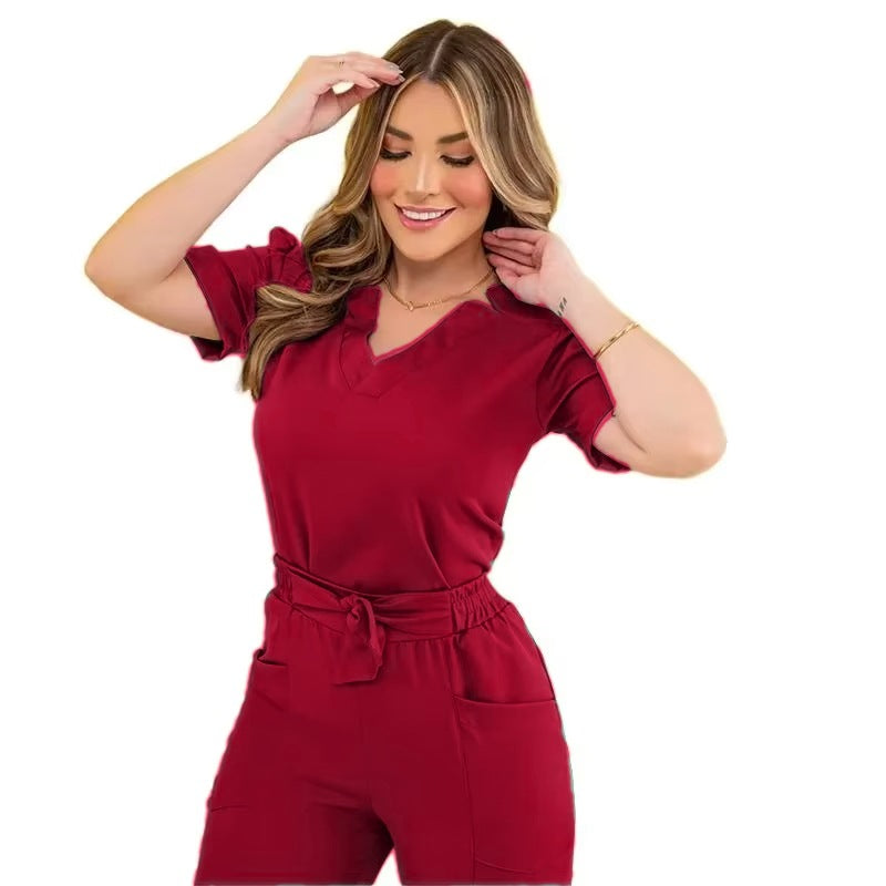 Women's Short Sleeve Hand Washing Suit Beauty Work Clothes