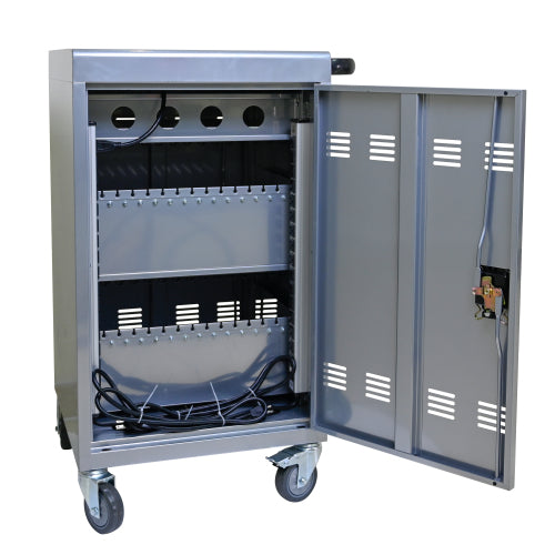 Mobile Charging Cart And Cabinet For Tablets Laptops 35-Device B30PLUS -Silver