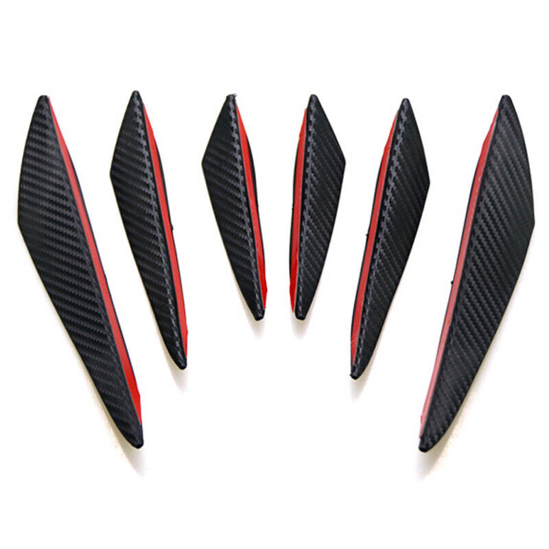 6Pcs Universal Carbon Fiber Car Front Bumper Canards Fins Spoiler Body Splitter