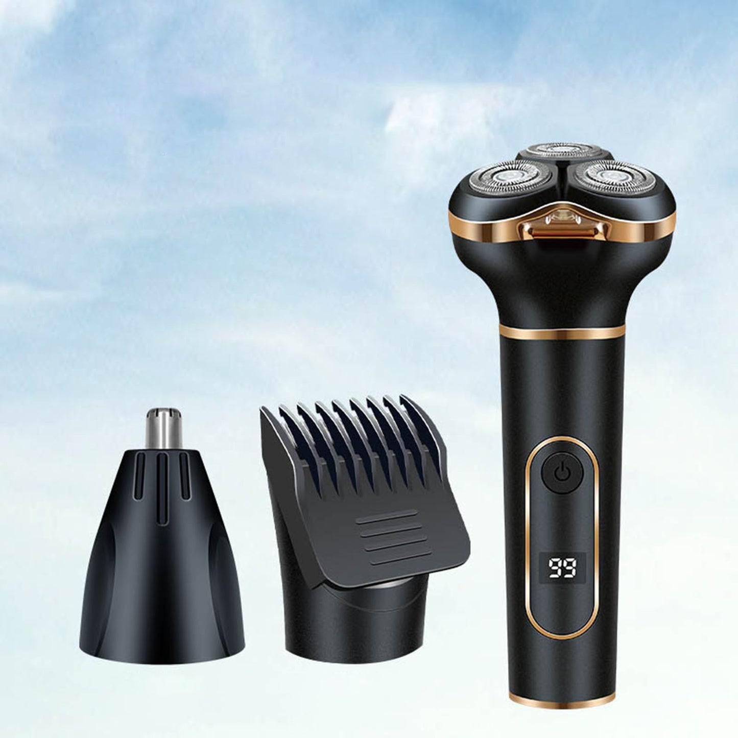 Cordless Electric Shaving Machine Men 3 In 1 For Beard Nose Hair Sideburns IPX7 Water Proof USB Charging Tool