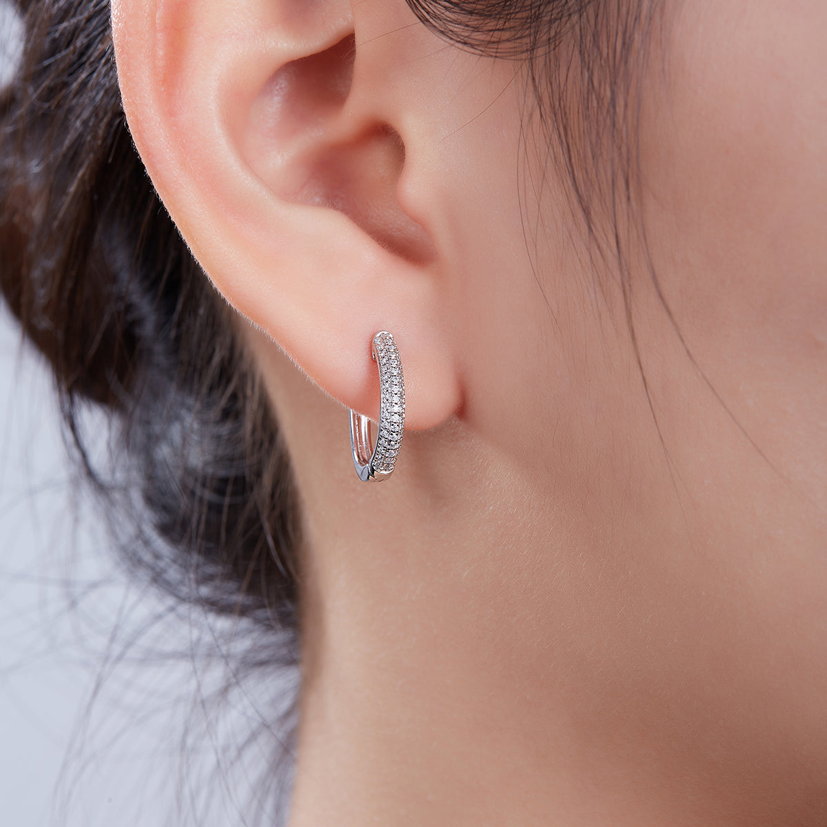 S925 Sterling Silver 98pcs Moissanite Huggie Hoop Earrings For Women 16mm Platinum Plated GRA Certified Gift Box Hypoallergenic 3 Colors