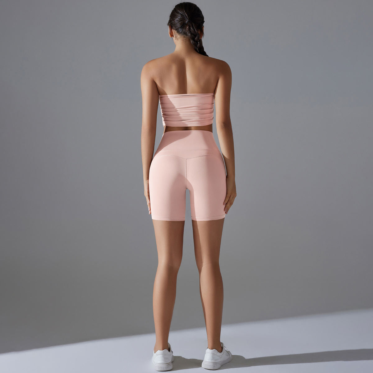 One-piece Pleated Tube Top High Waist Hip Lift Yoga Suit Female