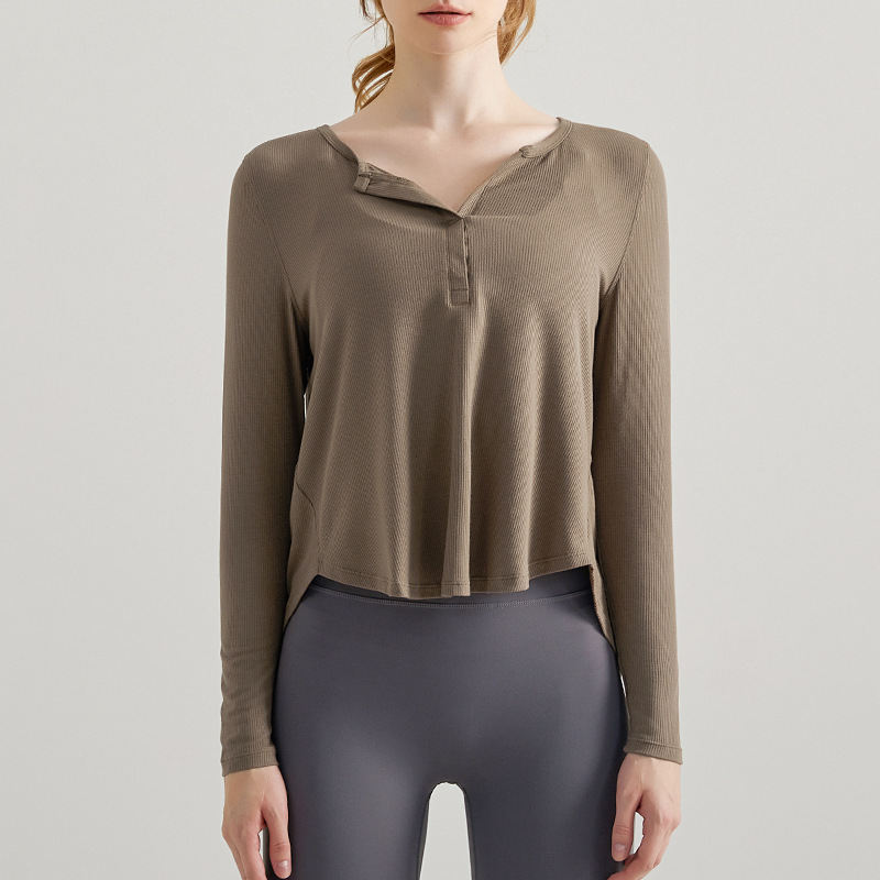 Yoga Clothes Long Sleeve Loose Women's New Thread Open Fitness Sports Top