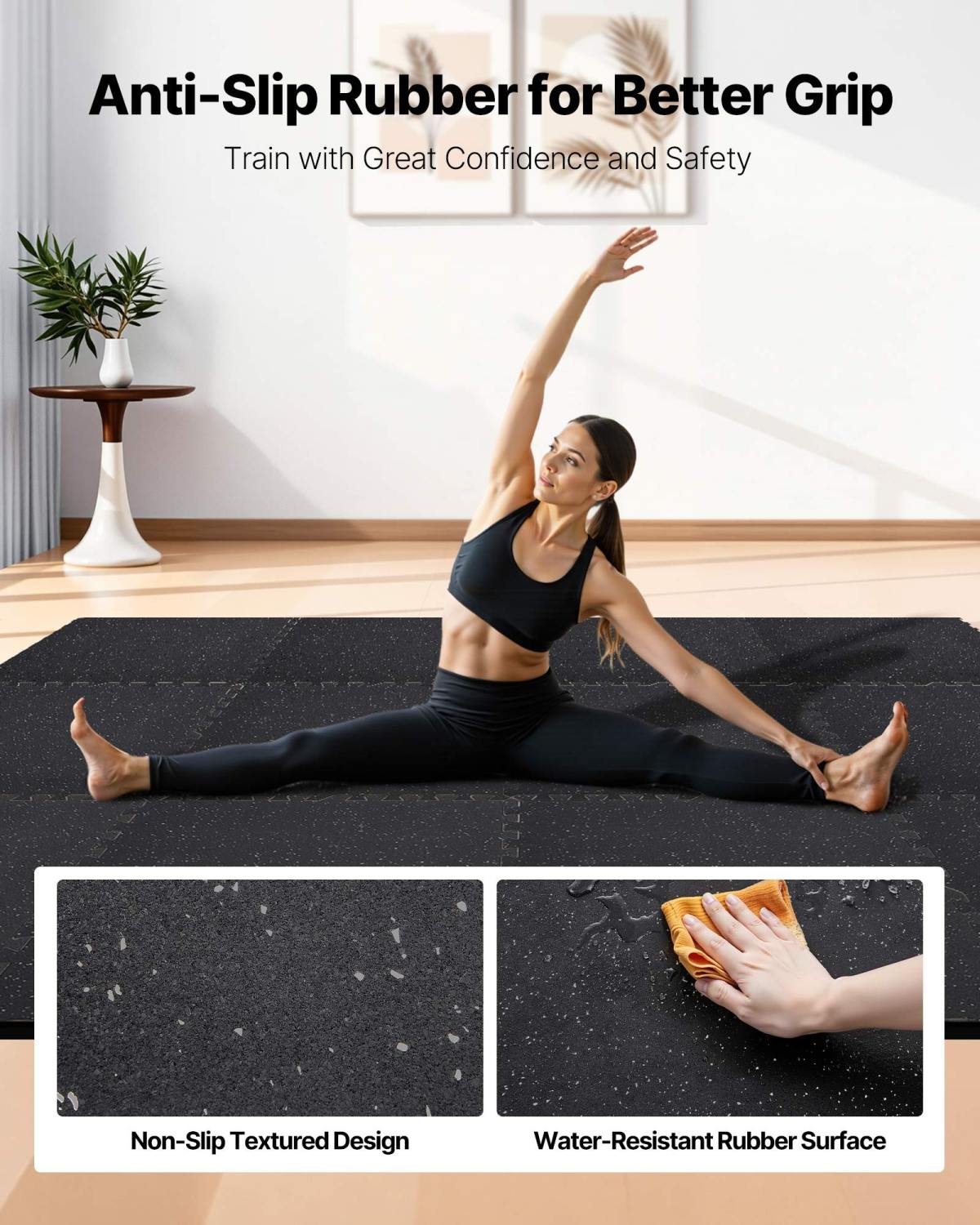 Puzzle Exercise Mat, 12 PCS Fitness Equipment Mats, 24 X 24 X 0.79 In, High-Density EVA Foam Mats Set, Interlocking Rubber Soft Tiles, Protective Floor Padding With Gray Dots For Home Gym Office