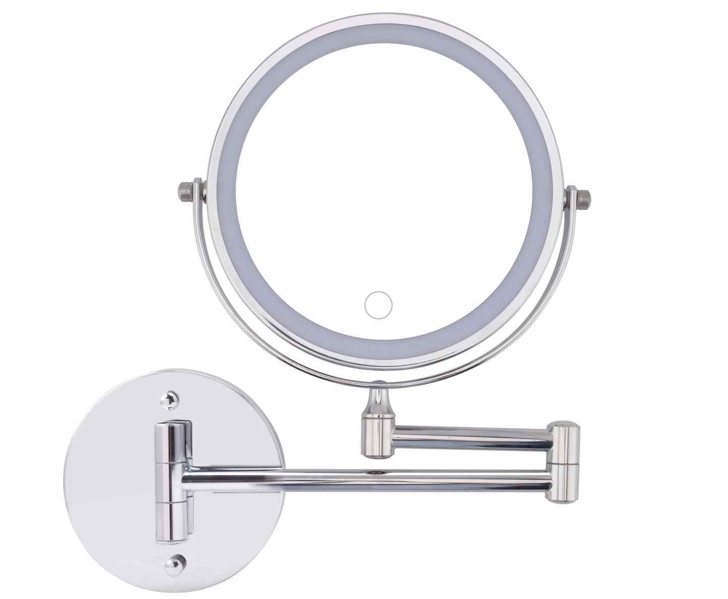 Rechargeable Wall Mounted Makeup Mirror 8 Magnifying Mirror With Lights Double Sided 1X10 360 Rotation Extension Bathroom Shaving Mirror With Foldable Arm