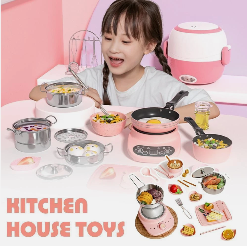 Kitchen Toys Set 138Pcs Stainless Steel Utensils Cookware Kit For Kids Food Toys