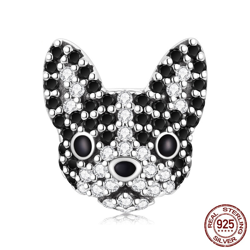 S925 Sterling Silver Boston Dog Bead Accessories