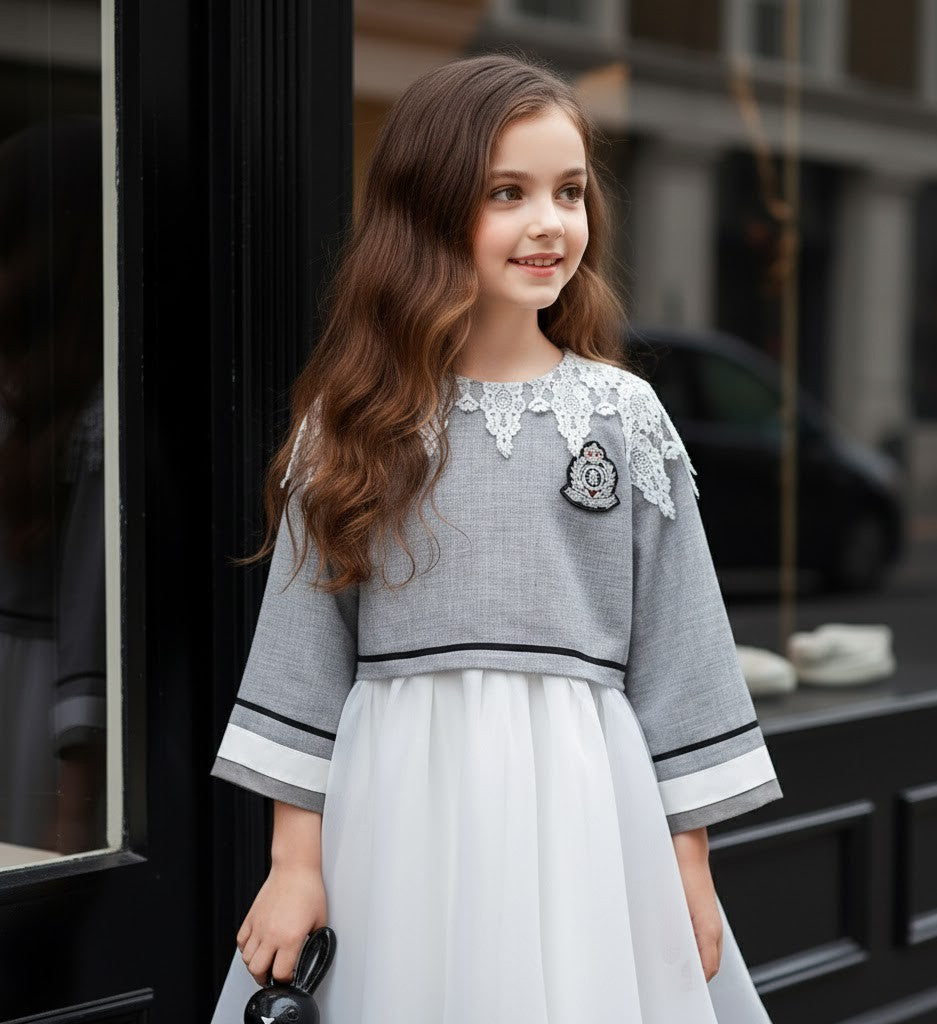 Girls Fashion Loose Fit Top & Dress Set Two-Piece Outfit - Spring