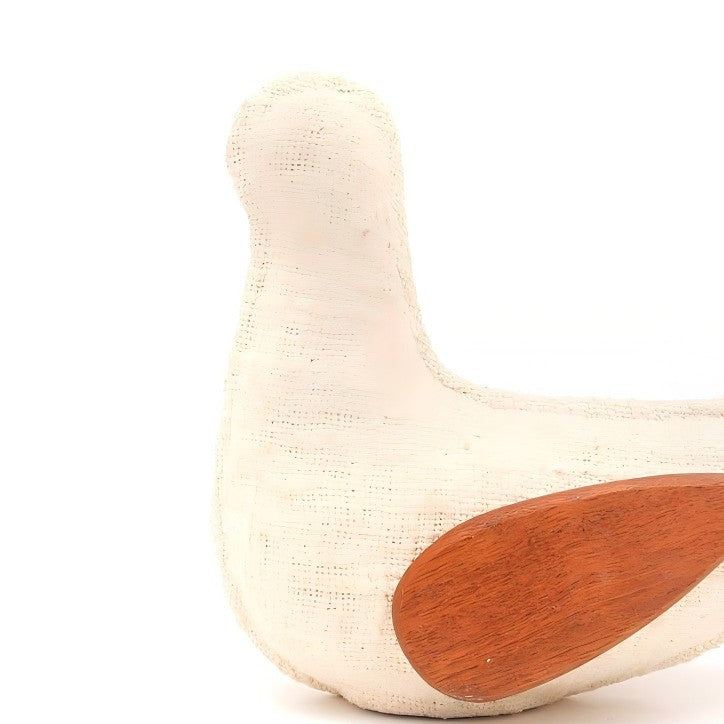 EcoMix Dove With Fabric & Wood Wings -Handcrafted Figurine & Sculptural Decor-9X4.5X7.8