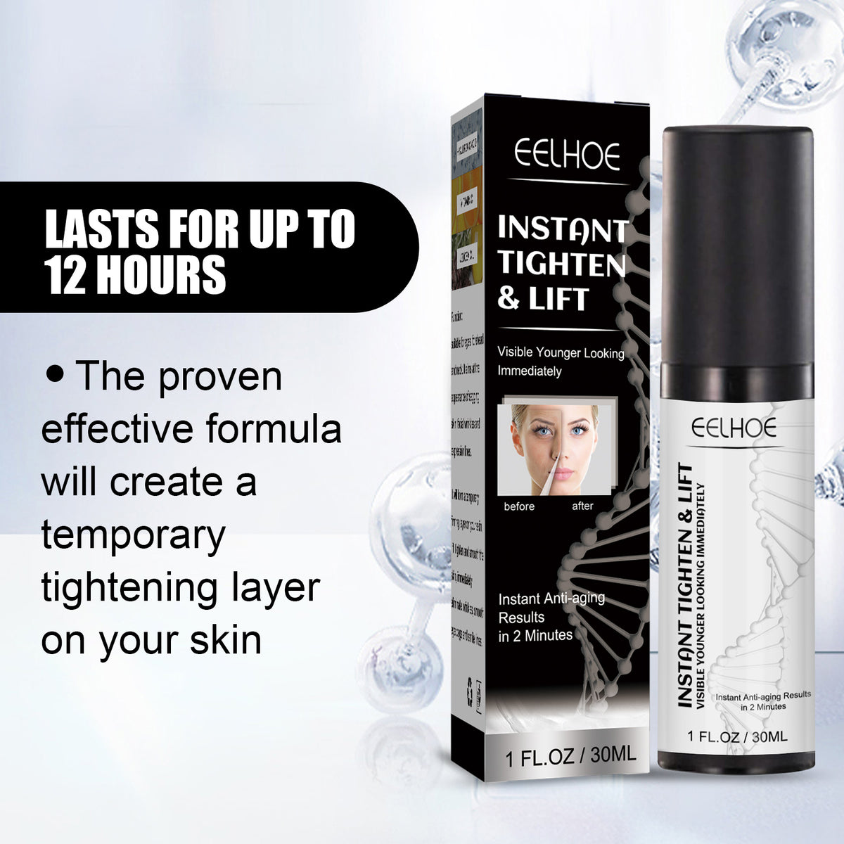 EELHOE Instant Facial Firming And Lifting Serum, Smoothing And Brightening Essence Lifts And Tightens Facial Skin