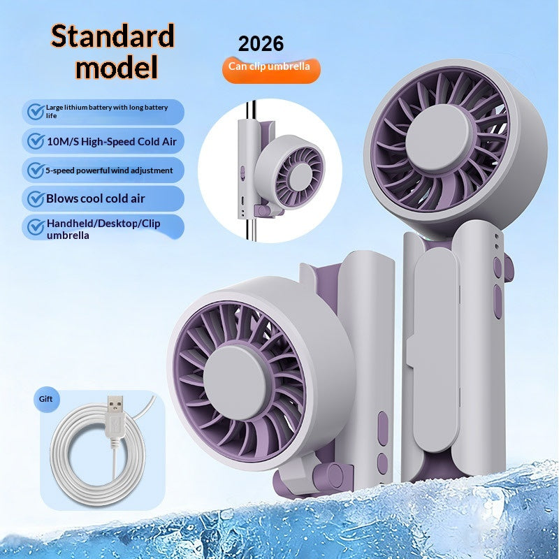 New Semiconductor Ice-cooling Handheld Foldable Portable Clip-on Umbrella Fan