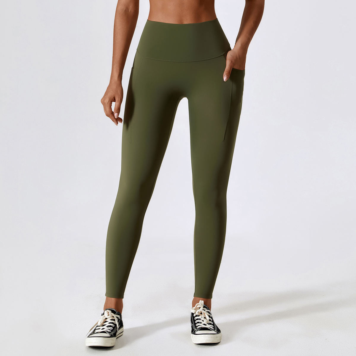 Zechuang Wear Tight Nude Feel Yoga Pants Pocket Belly Contracting Hip Lifting Fitness High Waist Running Sports Leggings 8295