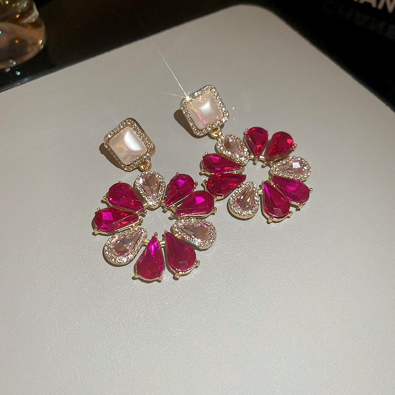 Rhombus Design Crystal Fringe Earrings For Women S925 Silver Post Retro Style Premium Gift
