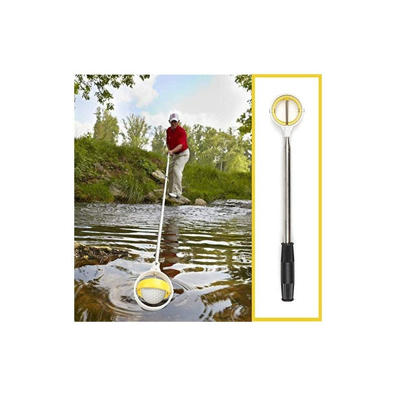 Golf Practice Balls, Set Of 3 With Telescopic Ball Retriever – White Practice Balls + Extendable Ball Picker For Golf Courses & Driving Ranges – Practical Golf Accessories For Outdoor Use