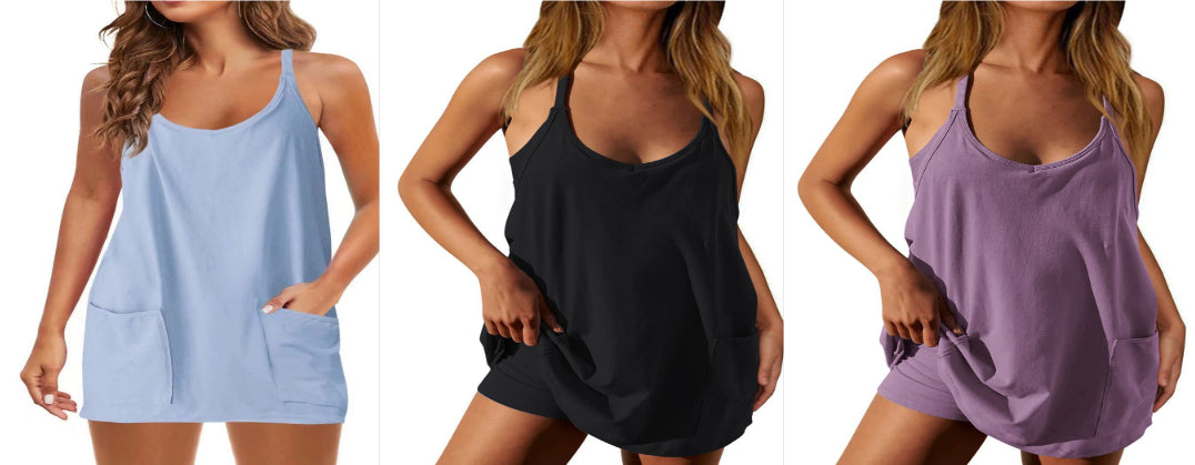 Women's Fashion Solid Color Pocket Vest Shorts Set