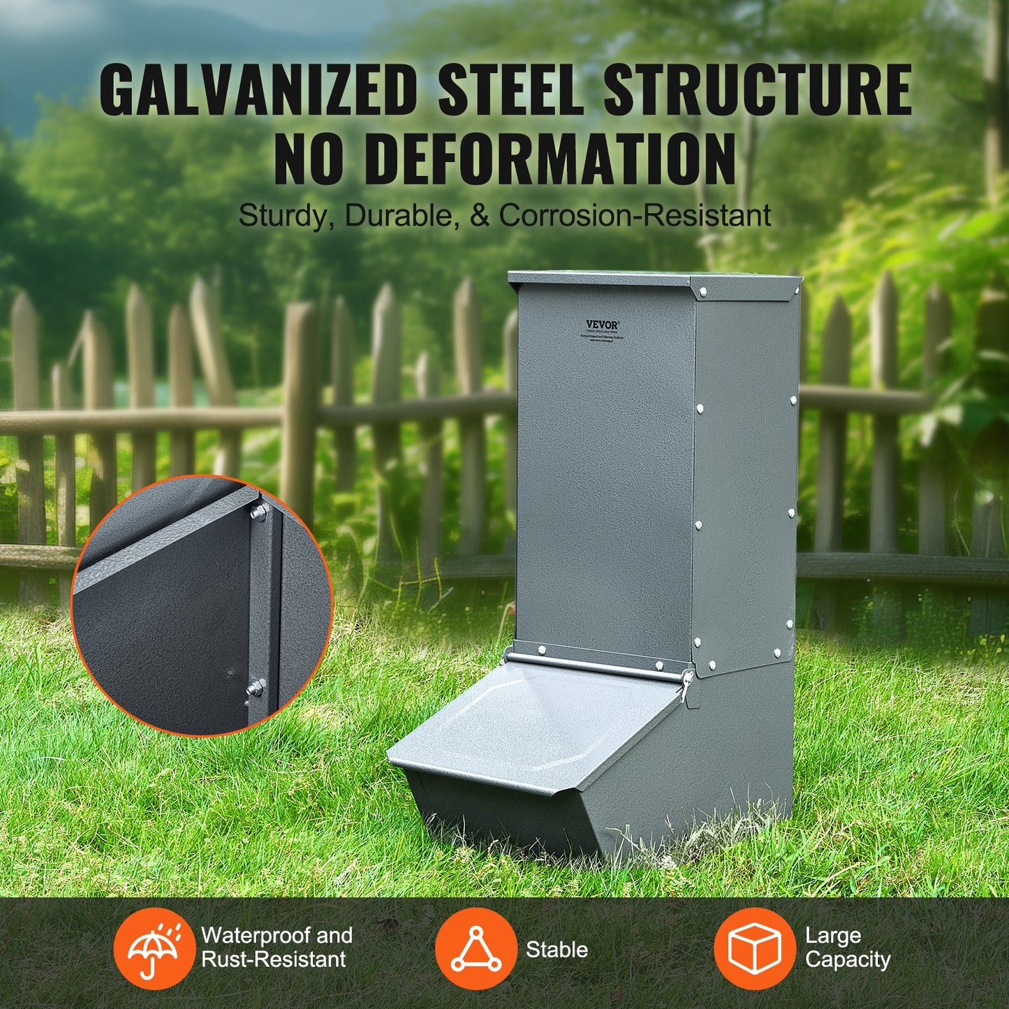 Hog Feeder, 2.2 Bushel Capacity, Single Door Pig Feeder, Heavy Duty Steel Piglets Feeder, Multipurpose Trough Creep Feeder, Outdoor Livestock Feeder Farm Accessory For Feeding Up To 5 Hogs