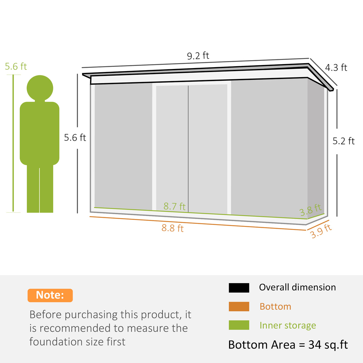 9'x4.5'x5.5' Rust Resistant Metal Garden Shed, Vented, Green White, Perfect For Backyard Lawn Tool Storage Garden Essentials