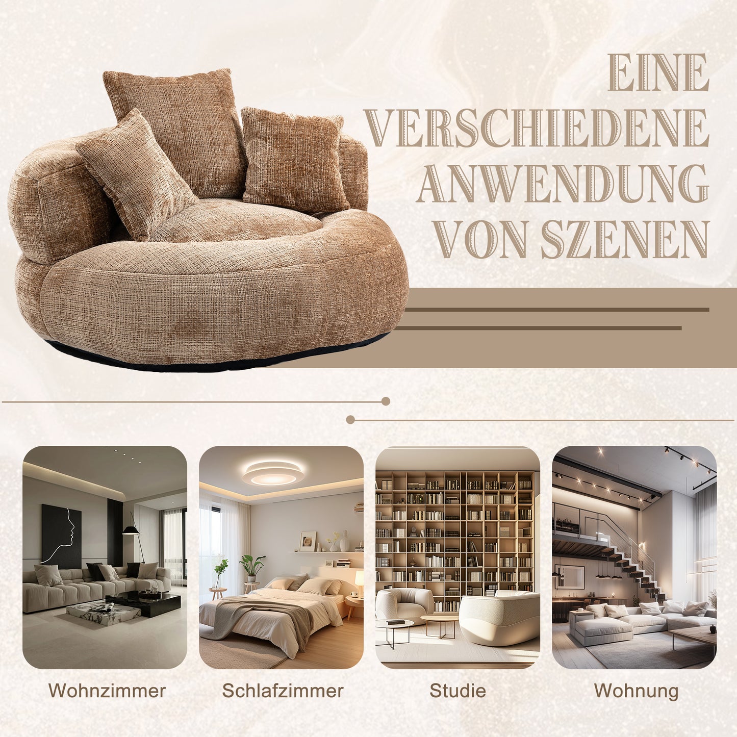 Lazy Sofa Durable Comfort Lounger High Back Bean Bag Chair Couch With Three Cushions For Adults And Kids, Indoor & Outdoor, Single Gaming Sofa Chair For Bedroom, Office Coffee Chenille