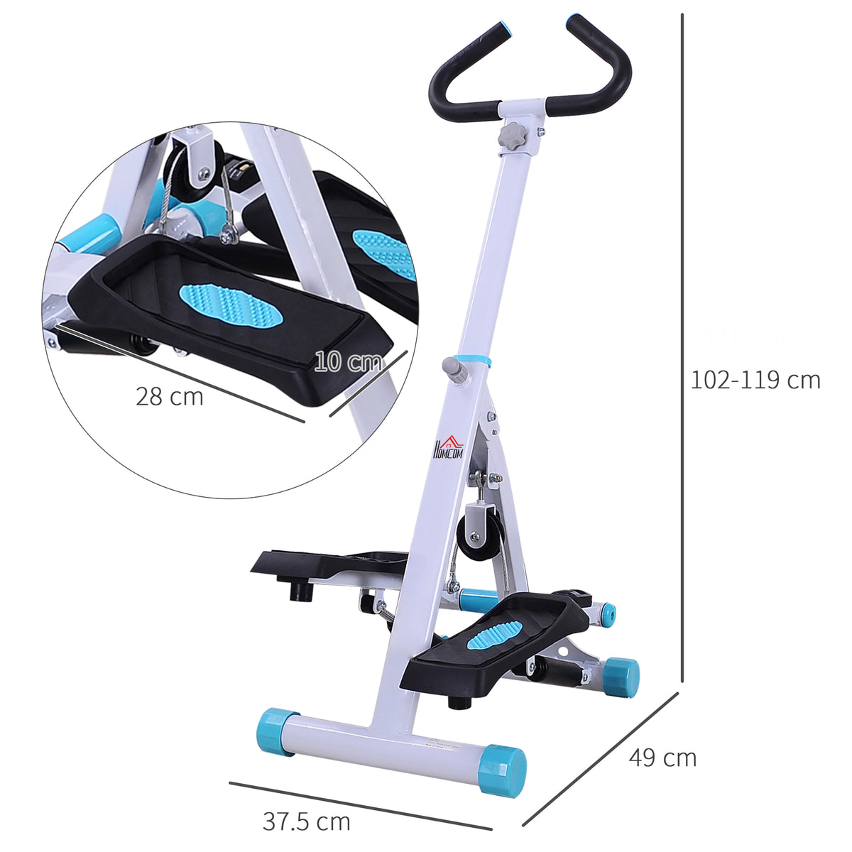 Stepper W/ Handle Hand Grip Workout Fitness Machine For Fitness Aerobic Exercise Home Gym White