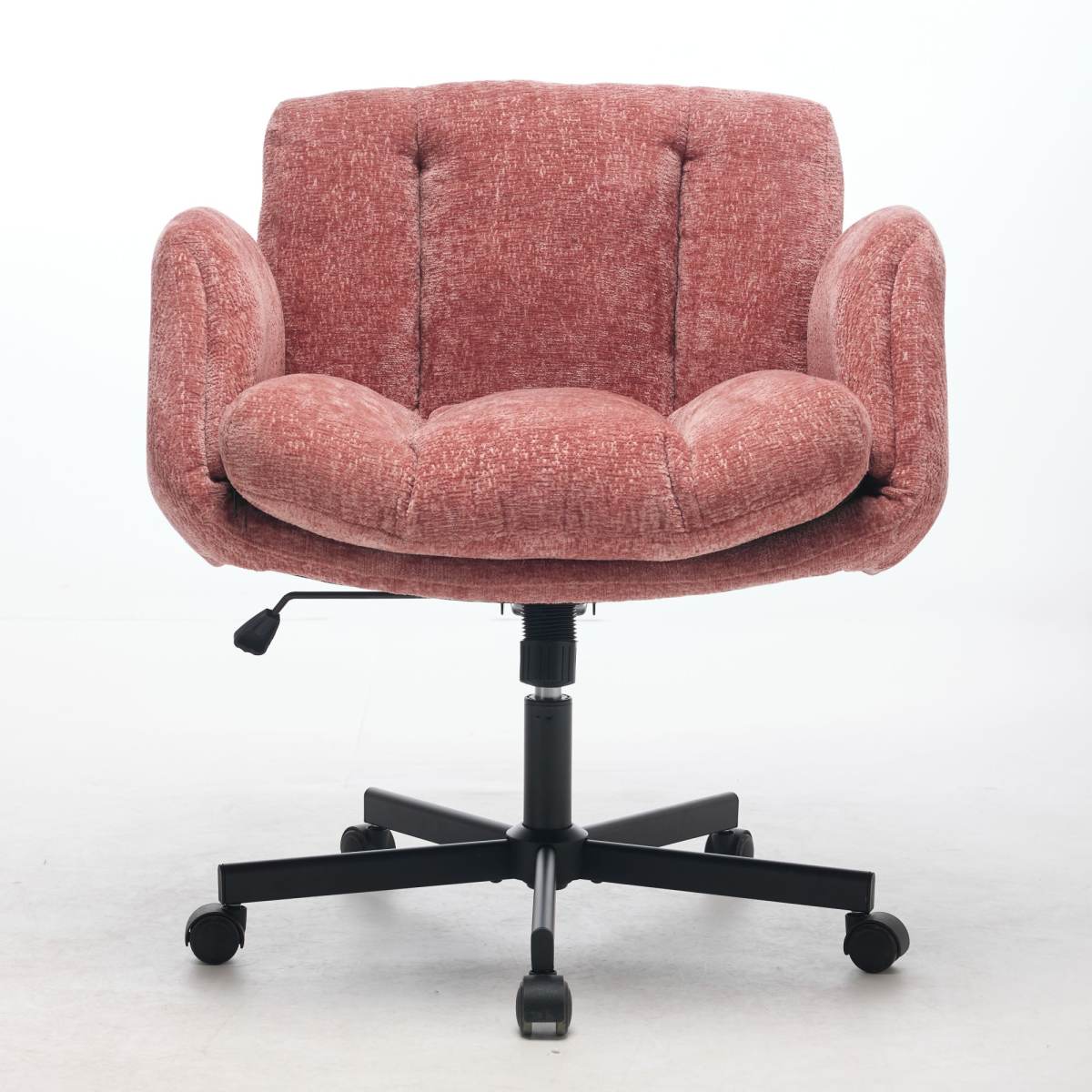 Modern Chenille Swivel Office Chair, Height Adjustable Task Chair with Convertible Multi-Position Armrests, Comfy Double Cushioned Desk Chair for Home, Study,Vanity & Living Room, Blush Pink,SW5028PK