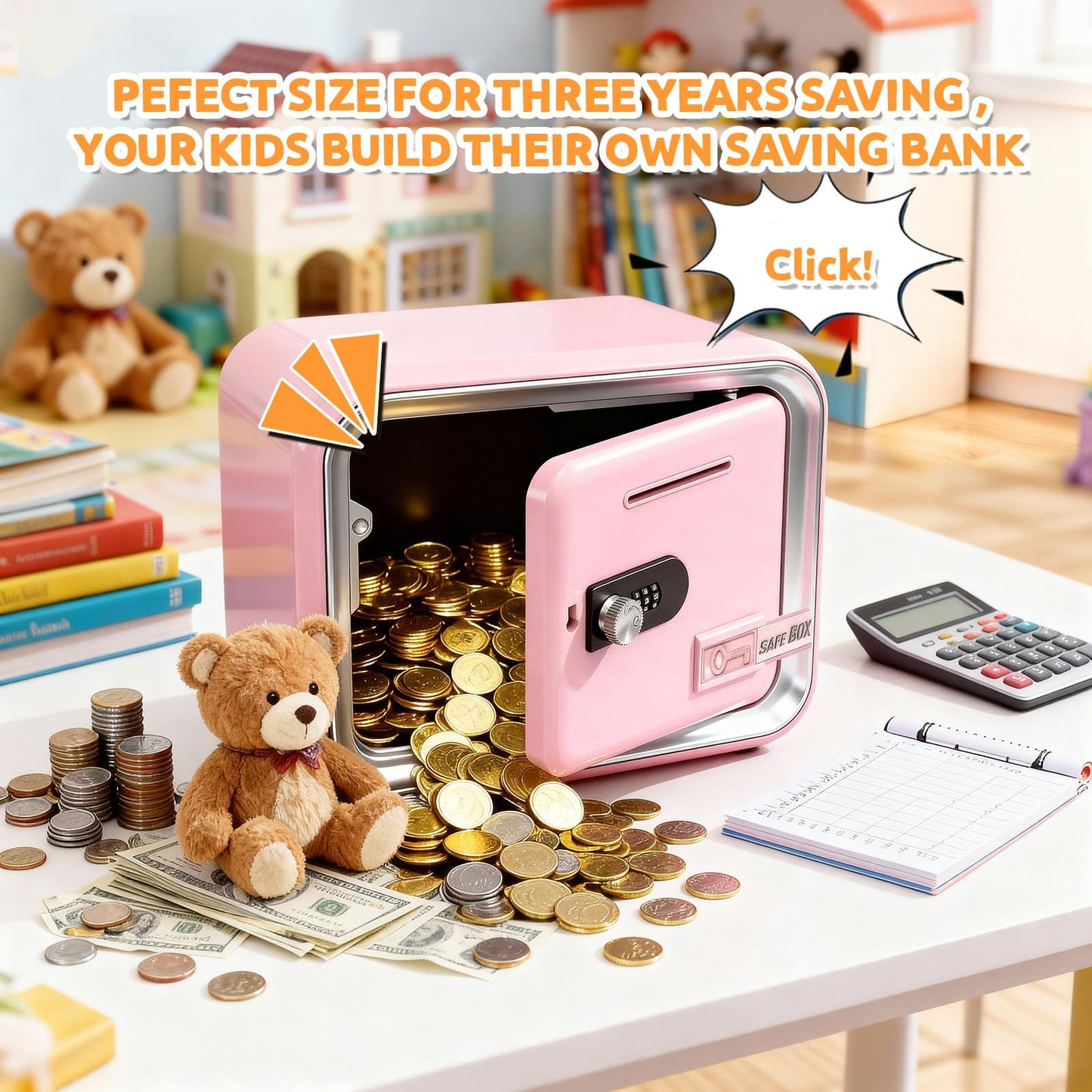 Pink Combination Lock Piggy Bank Children's Money Bank Gift Fostering Saving Habits