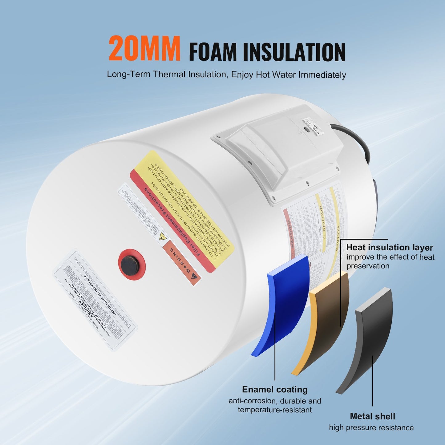 Electric Water Heater, 10 Gallon Tank Instant Hot Water Heater, 1.6Kw Tankless Water Heater W LED Display,Knob Control, IPX4 Waterproof Side Connection On Demand Heaters For Shower, Bath