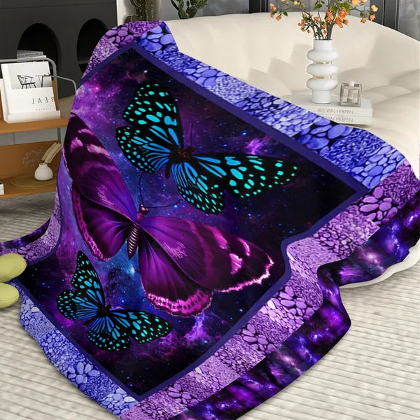 Butterfly Printed Flannel Blanket - Soft, Warm, Lightweight For Couch,Office, Bed, Camping, Travel - Multi-Purpose Gift For All Seasons With Versatile Design 70X80 Inches-temu Can Only Be Self-picked