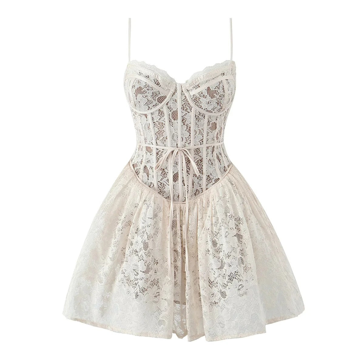 Womens Fishbone Lace Fashion Casual Dress