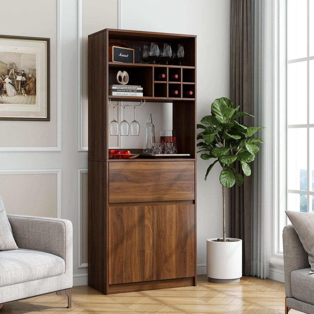 Kitchen Wine Cabinet, Multi-functional Storage Cabinet
