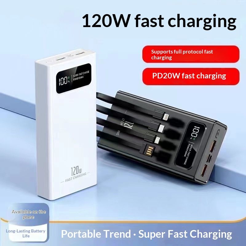 120W Power Bank 20000 MAh High-Capacity Portable Charger Four-Port Compact Mobile Phone Power Bank
