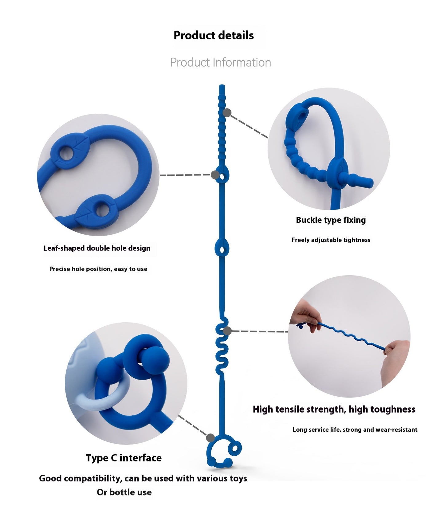 Silicone Toy Rope Teether Fork Baby Nipple Bite Teether Stroller Feeding Bottle Rope