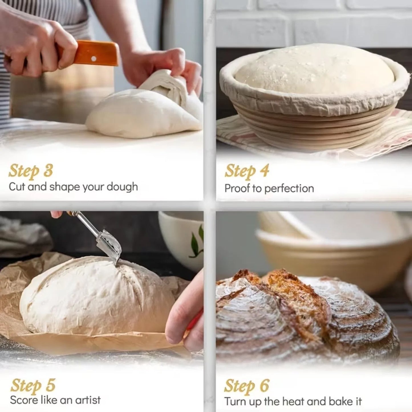 Bread Proofing Basket, Sourdough Baking Supplies, Round 9-inch Sourdough Starter Kit, Anti-counterfeiting Baking Basket, Bread Making Tools And Supplies, Basket Gift Set