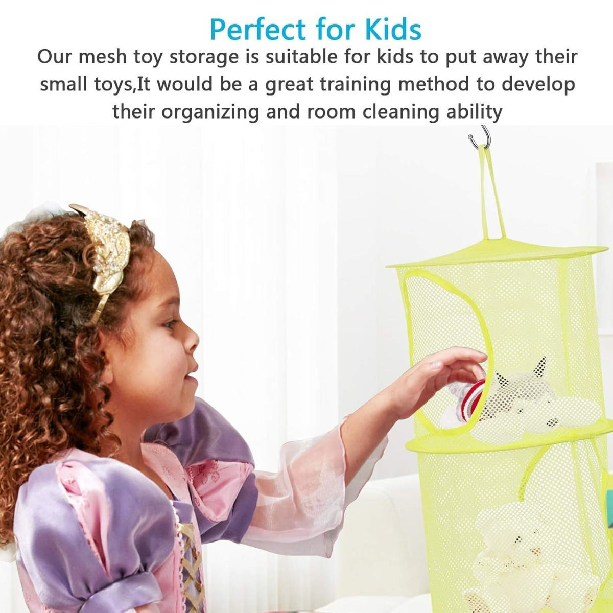 Hanging Storage Set, 3 Colorful Storage Baskets In Green, Blue, And Pink, Space-Saving Mesh Baskets For Toys And Small Items