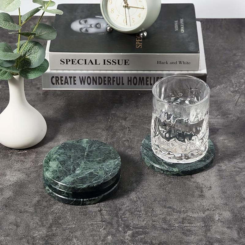 Set Of 4 Marble-Pattern Coasters Heat-Resistant, Round Table Protection Pads Elegant Decor For Coffee Tables, Homes, And Bars Perfect Holiday Gift