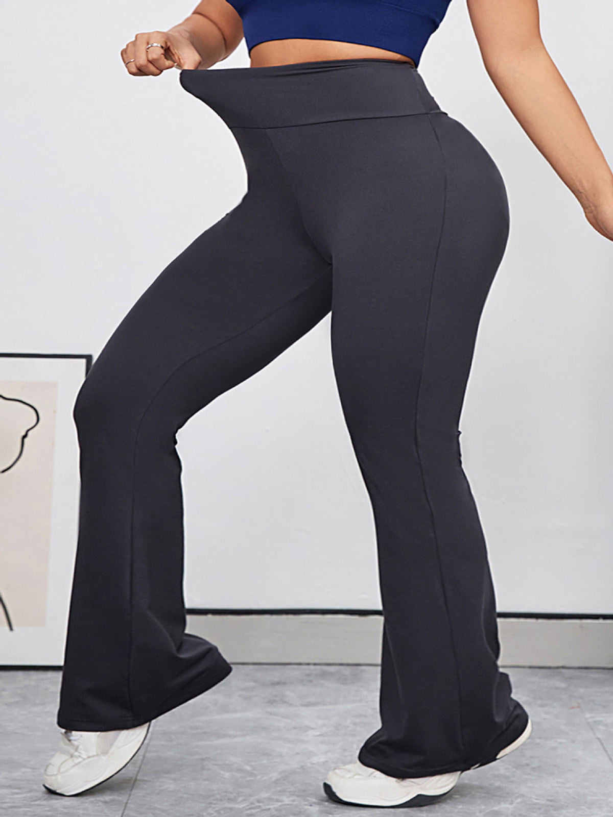 Womens Tight-Fitting Solid-Color Yoga Pants