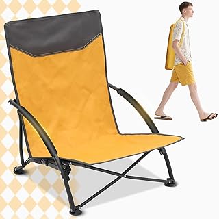 Sekey Portable Beach Chair, Lightweight Camping Chair with Carry Bag, Low Folding Beach Chair for Adults, Compact Ourdoor ...