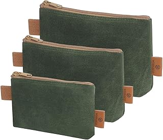 Wessleco Canvas Zipper Pouch, 3 Pack Small Tool Pouch Organizer, Heavy Duty 16OZ Waxed Canvas Mini Zipper Bag Pouch, 5.7/...