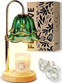 Flower Candle Warmer Lamp with Timer Dimmable Green, Adjustable Height Candle Warming Light, Wax Melt Warmer Candle Lamp f...
