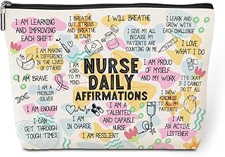 Daily Affirmations Makeup Bag Nurse Accessories for Work Nurse Gifts Nursing Student Essentials Inspirational Gifts for Wo...