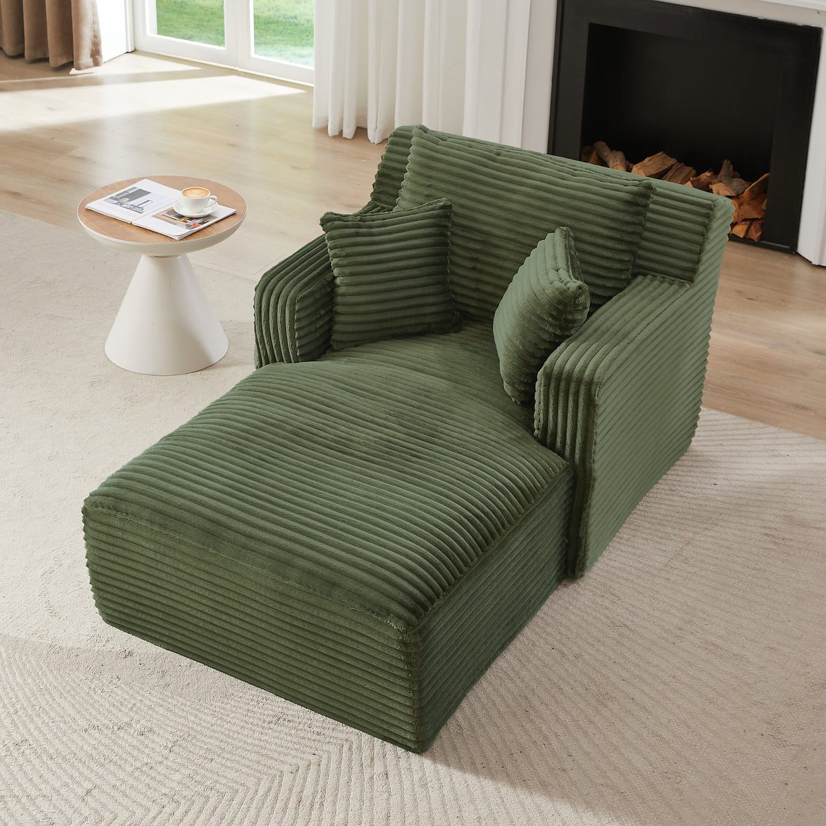 Indoor Single Chaise Sofa, Modern Corduroy Upholstery, No Assembly Required,Comfy Sleeper For Living Room,Office,Apartment