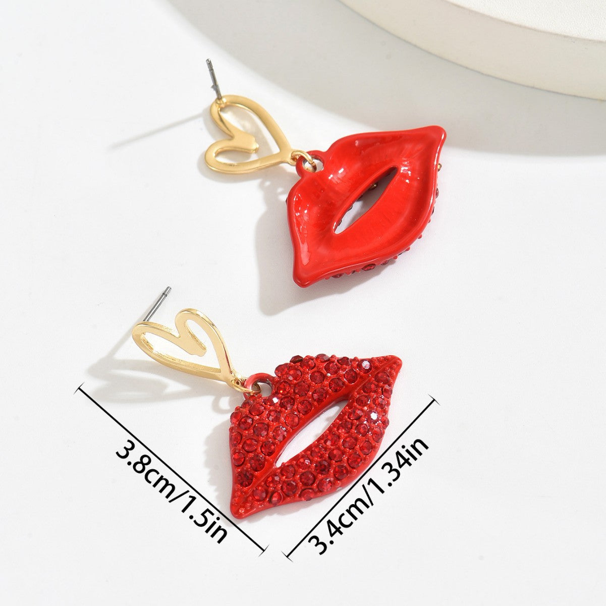 Cross-border European American New Arrival Women Jewelry, Unique Diamond Inlaid Heart & Lip Design Drop Earrings, Versatile High Sense Ear Accessories For Ladies