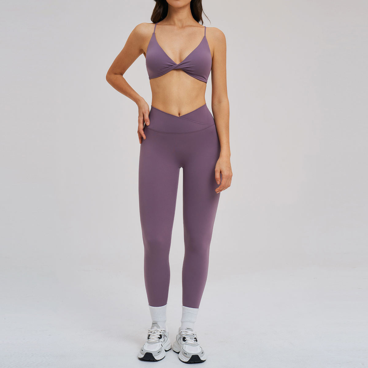 Yoga Set Brushed Fabric Thin Straps Beautiful Back Tight-fit Outfit