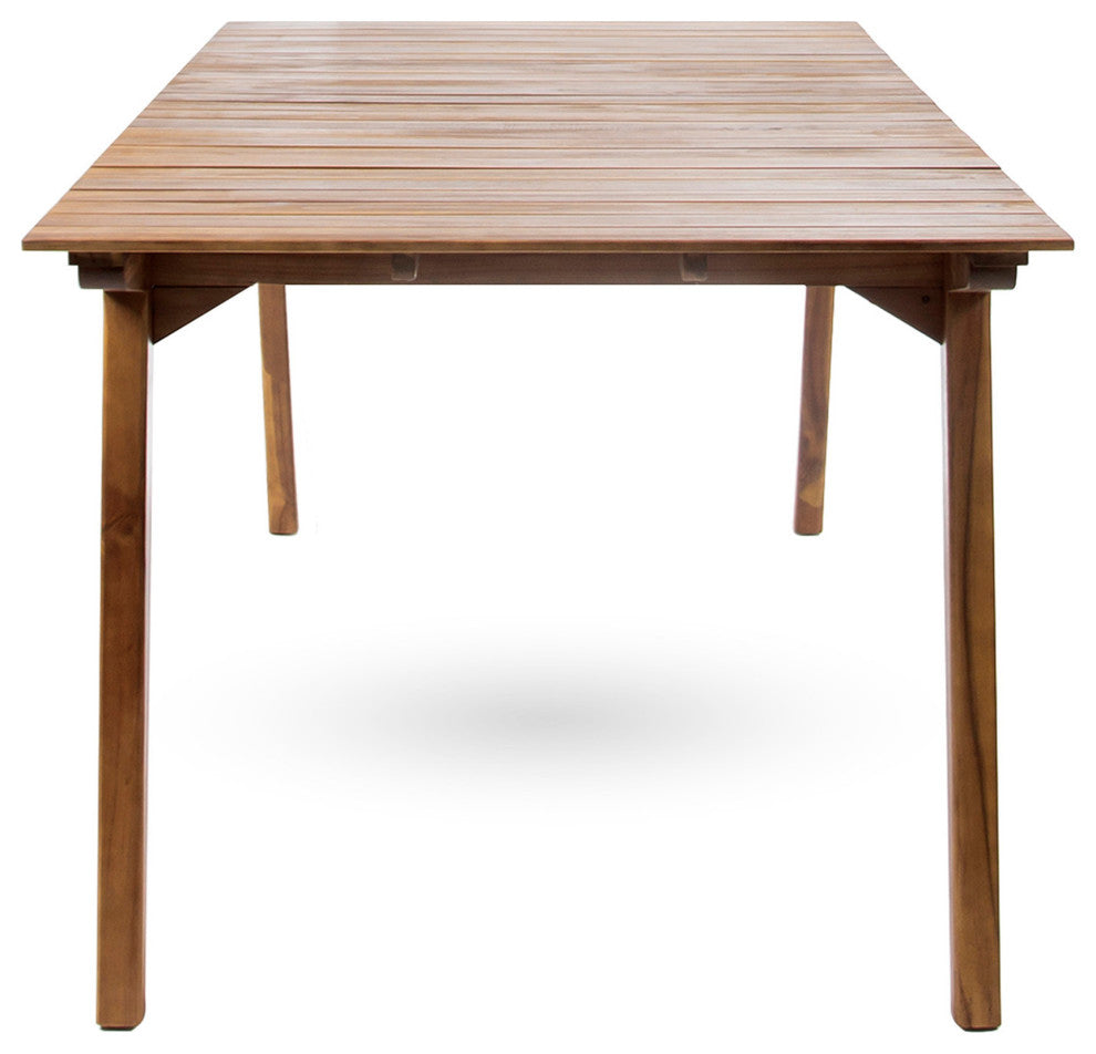 Outdoor 6 Seater Acacia Wood Dining Set With Cushins,Finish And Cream
