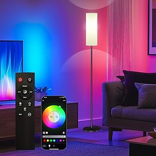 Qaubauyt Smart LED Floor Lamp with APP Control & RGB Colors - Dimmable Standing Lamp for Living Room, Bedroom, Gaming - Re...